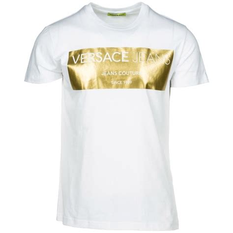 versace jeans gold foil t shirt white|Versace Jeans Couture Logo foil.